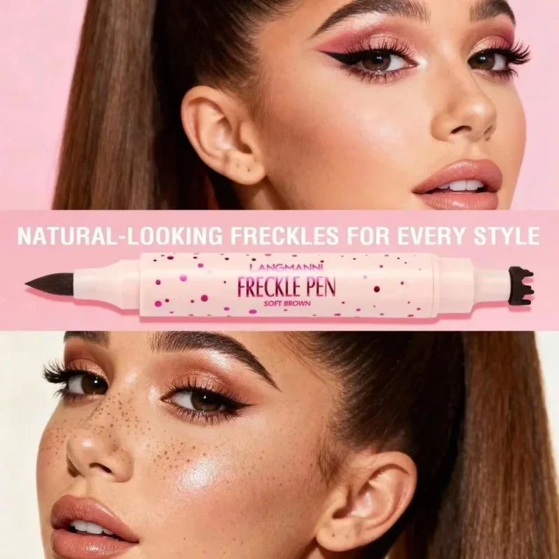 2 IN 1 Natural Fake Freckles Pen Waterproof Face Brown Eyeliner Dot Spot Pen Makeup Waterproof Dot Spot Pen Pretend Makeup Tool