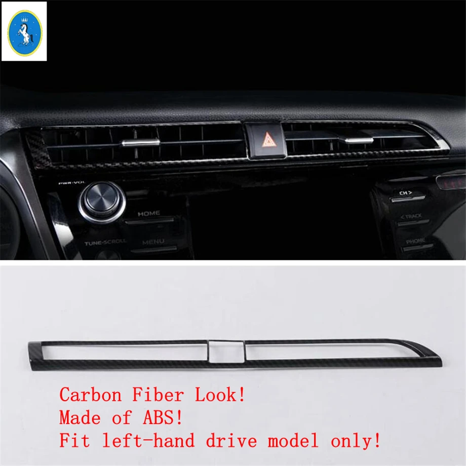 

ABS Matte / Carbon Fiber Interior Refit Kit Danger Lights / Central Air AC Outlet Vent Cover Trim For Toyota Camry 2018 - 2020