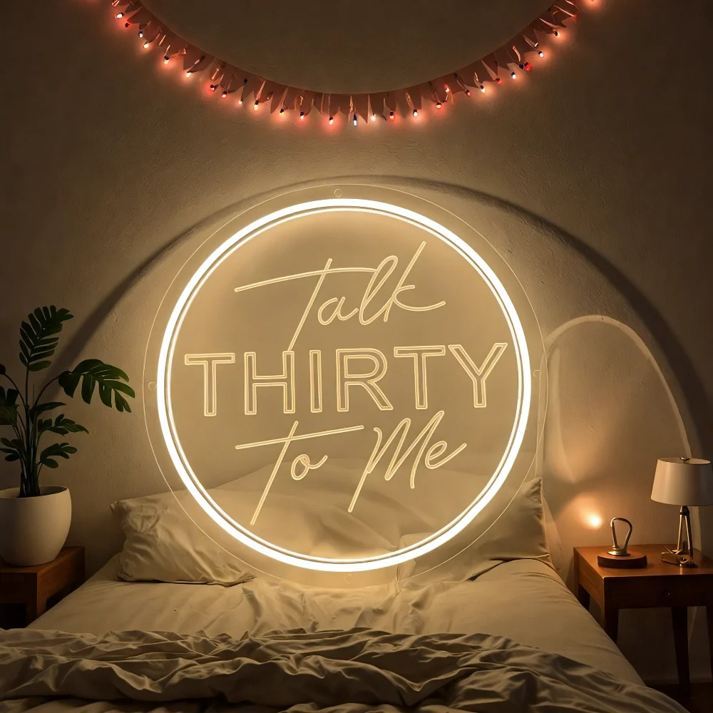 Talk Thirty To Me Neon Sign 30th Birthday Decorations Neon Sign for Birthday Party Gifts Led Neon Sign Birthday Neon Home Decor