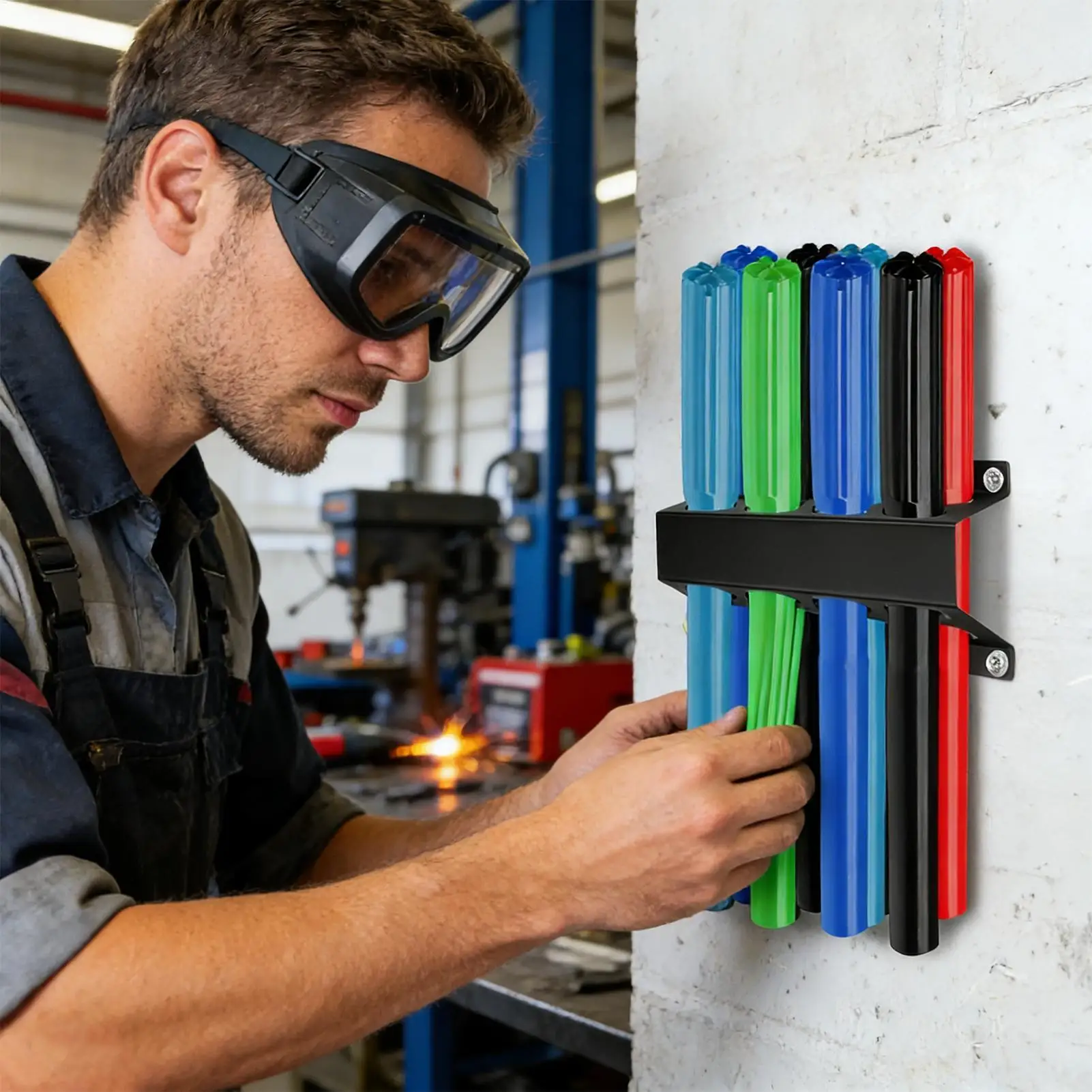 

Стеллаж для хранения сварочных материалов на 8 слотов, настенный, железный, для держателя сварочных стержней TIG, для домашней работы, хобби, ремесла, рукоделия, ремонта