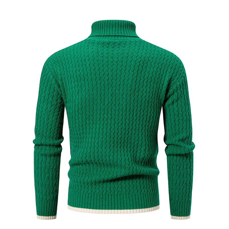 Men's Casual Fit Basic Tops Knitted Turtleneck Pullover Sweaters Green Red Black