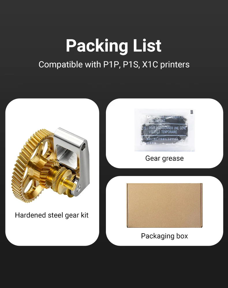 Vollmetall-Extruder-Getriebesatz aus gehärtetem Stahl für Bambu Lab A1 Mini A1 X1 X1C P1P P1S P2S DLC – Nano-beschichtetes Antriebszahnrad-Upgrade – Detail 17