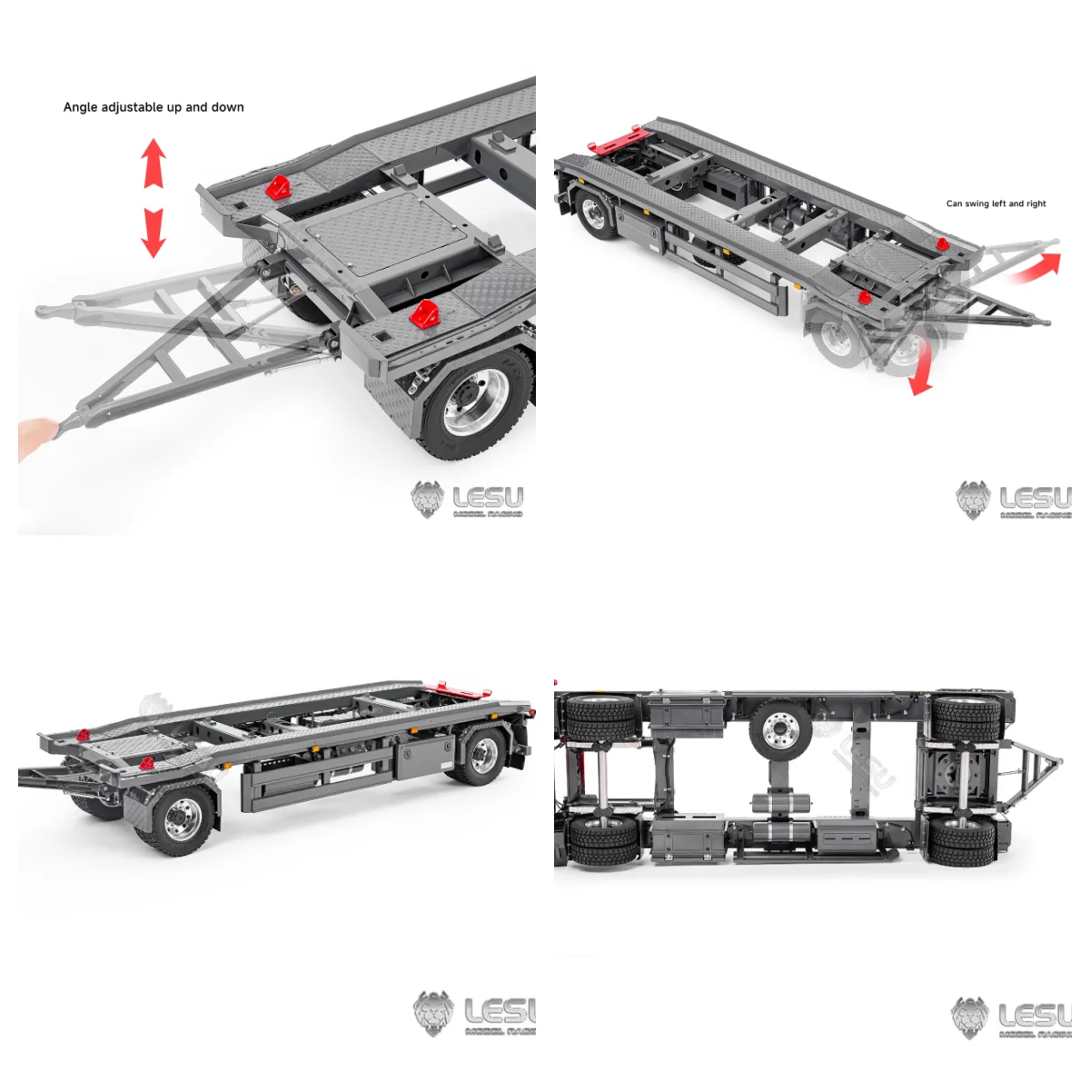 

LESU 1/14 Roro, полный прицеп для радиоуправляемого трактора, самосвал, грузовик, автомобиль с дистанционным управлением, строительная машина, инженерная модель игрушки