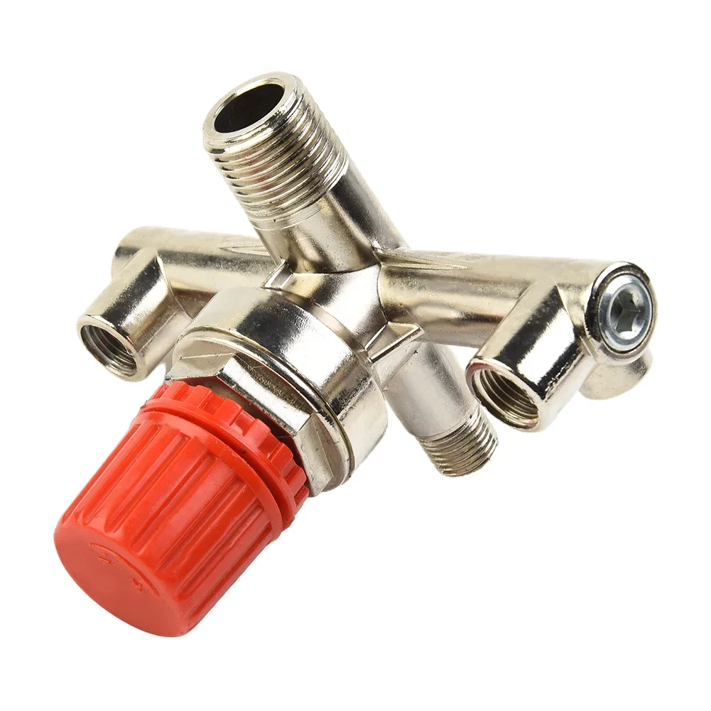 

Double Outlet Tube Alloy Air Compressor Switch Pressure Regulator Valve Fitting Part Accessories With V-ring 3 Heads Adjustable