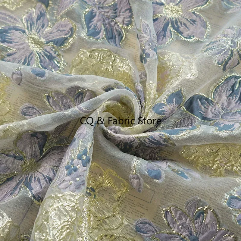 

Vintage Elegant Flower Embossed Jacquard Fabric Women's Clothing Fabric French Dress Designer Fabric Diy Cloth