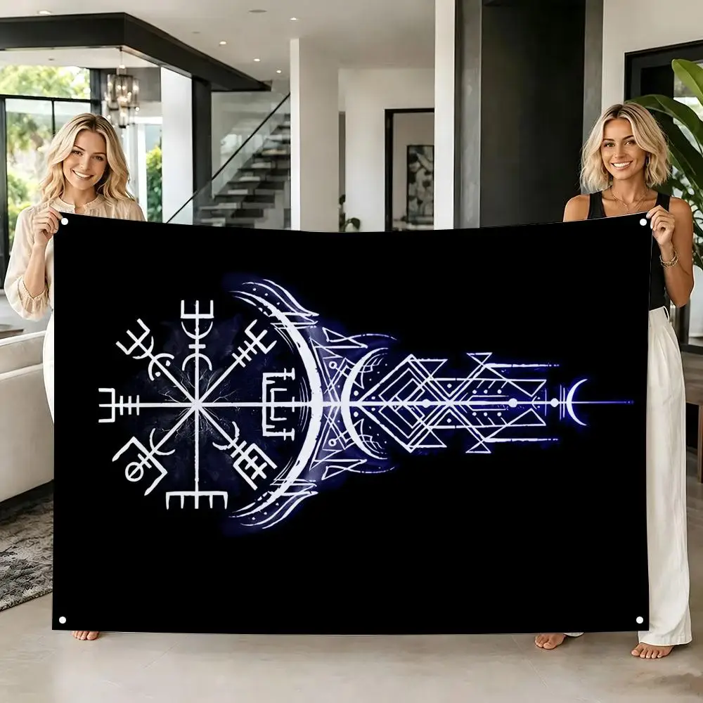 V-Vegvisir Viking Fashion flag Flags Tapestry Creative Pattern Photo Living Room Wall Art Party Outdoor Decor
