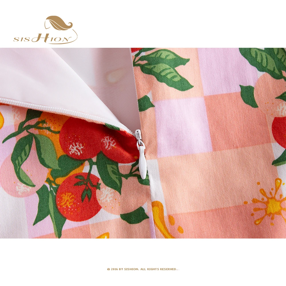 SISHION สีส้มน้ําผลไม้พิมพ์ลายสก๊อต Y2K Mini กระโปรง Jupe Femme SS0008 2025 ผู้หญิงเซ็กซี่ฤดูร้อนกระโปรง Falda
