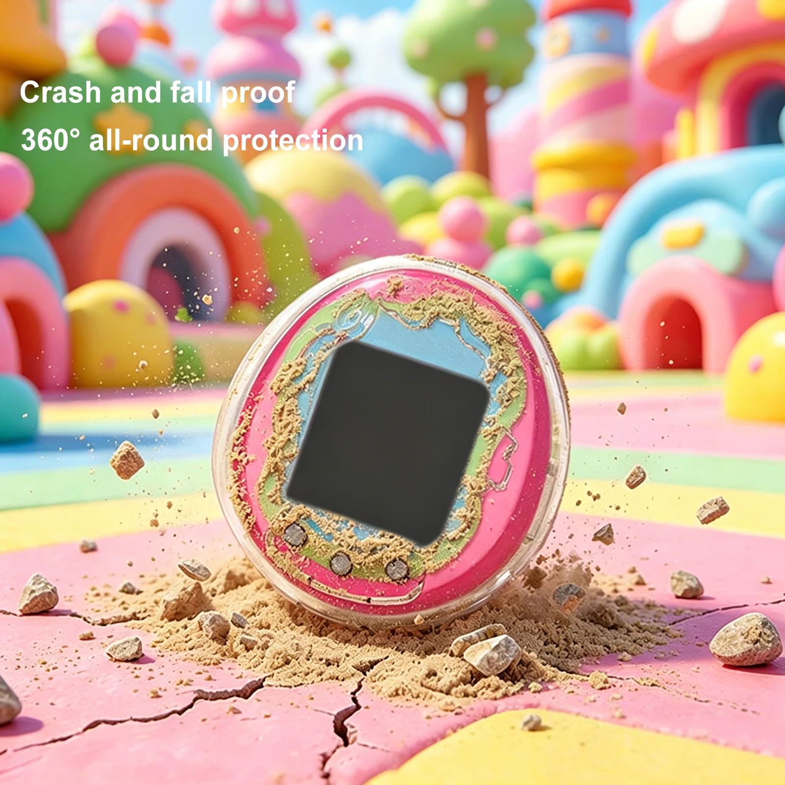 Clear Case with Keychain for Tamagotchi Uni Transparent Hard Display Box Anti-Scratch Transparent Protective Case