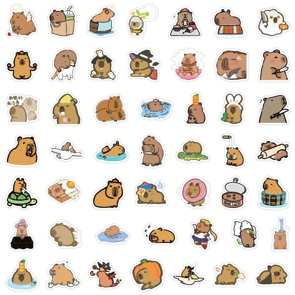 10/30/50/100pcs Kawaii Animal Capybara Cartoon Stickers for Kids DIY Stationery Phone Case Planner Vinyl Kids DIY Sticker Toys