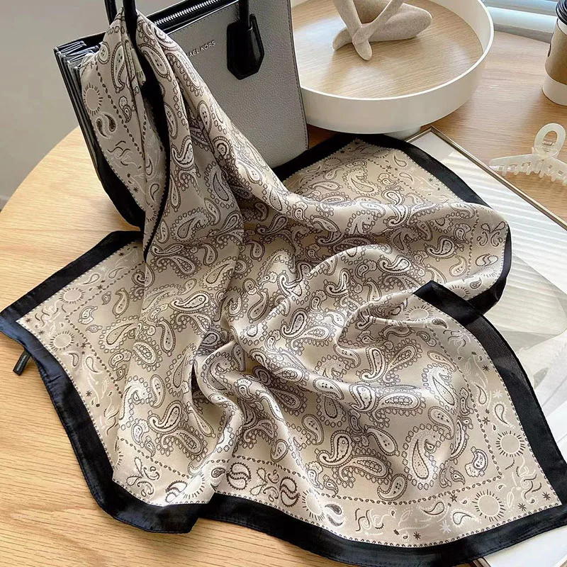 Classic Cashew Flower Square Scarf Silk Scarves Elagant Women Paisley Print Hairbands Bandana Neck Tie Handkerchief Female Hijab