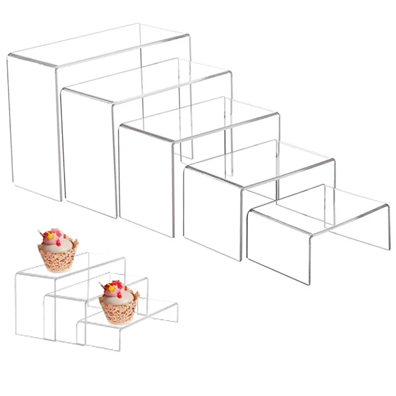 3-5pcAcrylic U Shape Display Stand Acrylic Risers Shelf Showcase Storage Rack Transparent Cupcake Desserts Shelf Perfume Figures