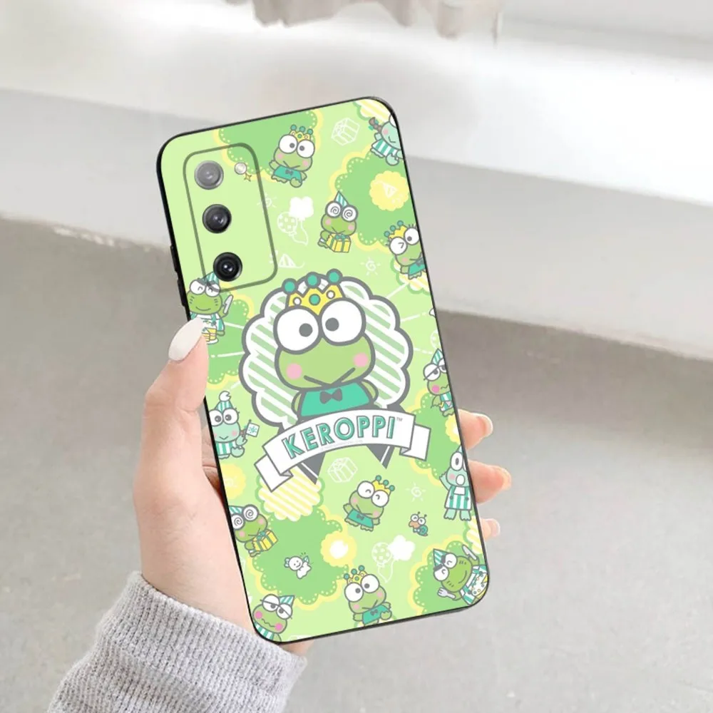 K-Kero K-Keroppi Phone Case For Samsung S23,22,21FE 20,10lite 9,8,5plus 6,7edge Note20,20ultra Black Silicone