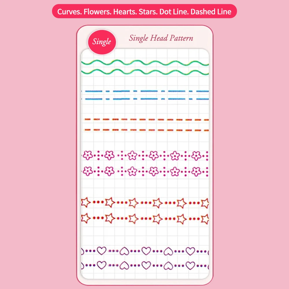 6pcs/set Highlighter Pen Line Shaped Color Sharp Curve Line Art Contour Marking Highlighting Pen Diary School Stationery Supplie