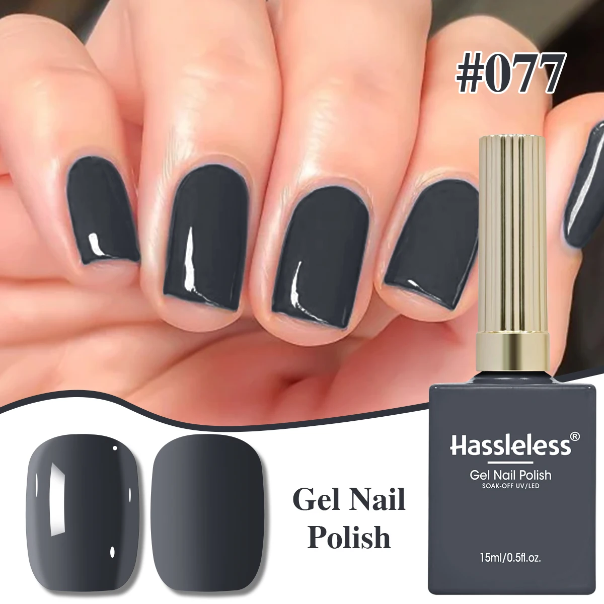 

Hassleless convenient single bottle pack 15ml, solid color glass bottle gel nail polish, high quality, long-lasting and non-fadi