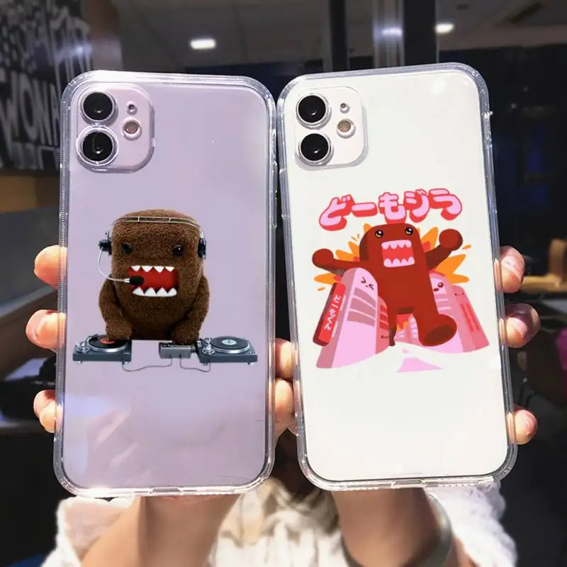 Cute Domo kun Phone Case For iPhone 11 12 Mini 13 14 Pro XS Max X 8 7 6s Plus 5 SE XR Transparent Shell