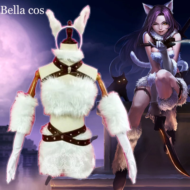 

Hot sales LOL The Sinister Blade Katarina Cosplay Costume Fur Wear Tube Top Shorts Carnival Halloween Anime Clothes Outfits Cos