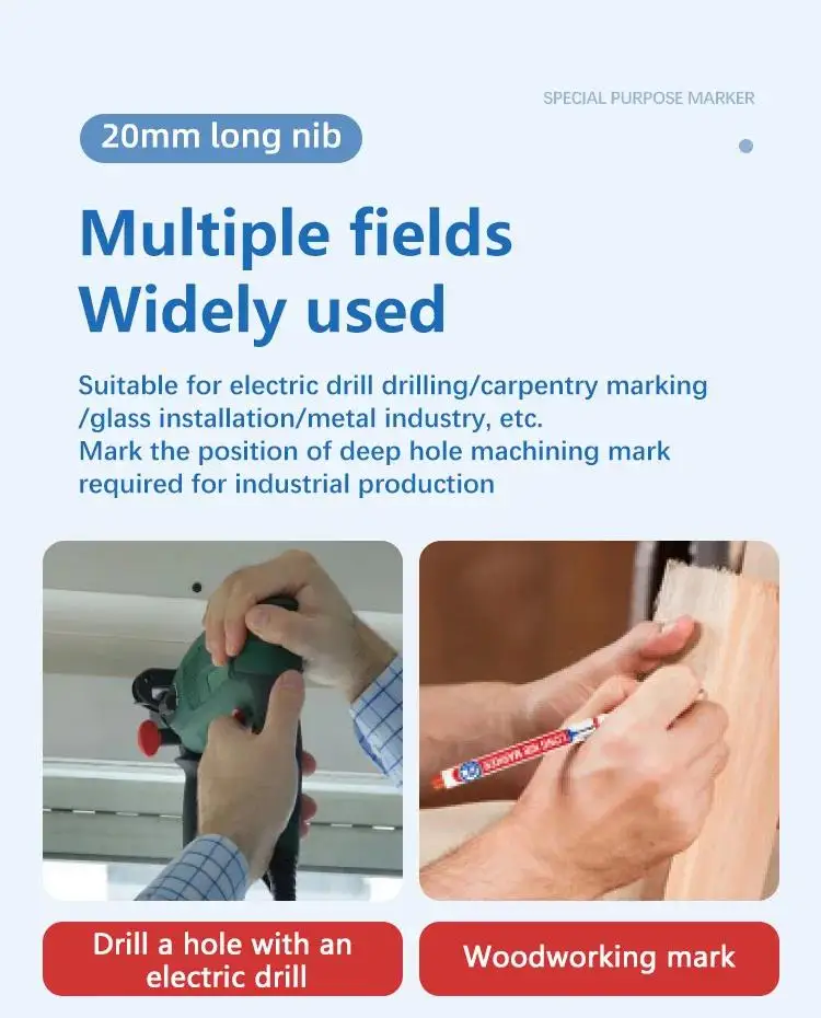 20mm Wasserdichte Lange Spitze Kopf Marker Tiefe Loch Marker Stift Für Metall Carpenter Weiß/Rot/Schwarz/blau/Grün Tinte Holzbearbeitung Werkzeuge – Detail 11