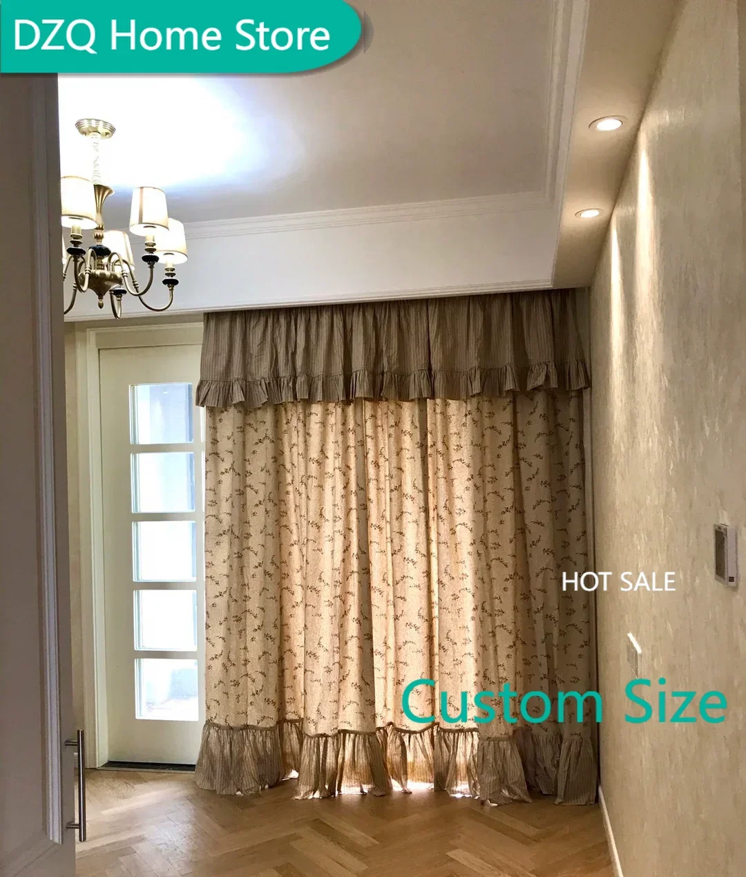 

High-end Linen Fabric Beige Curtains, American Rural Cotton Hemp Curtain, Blackout Cortinas for Living Room Bedroom,Holes Free