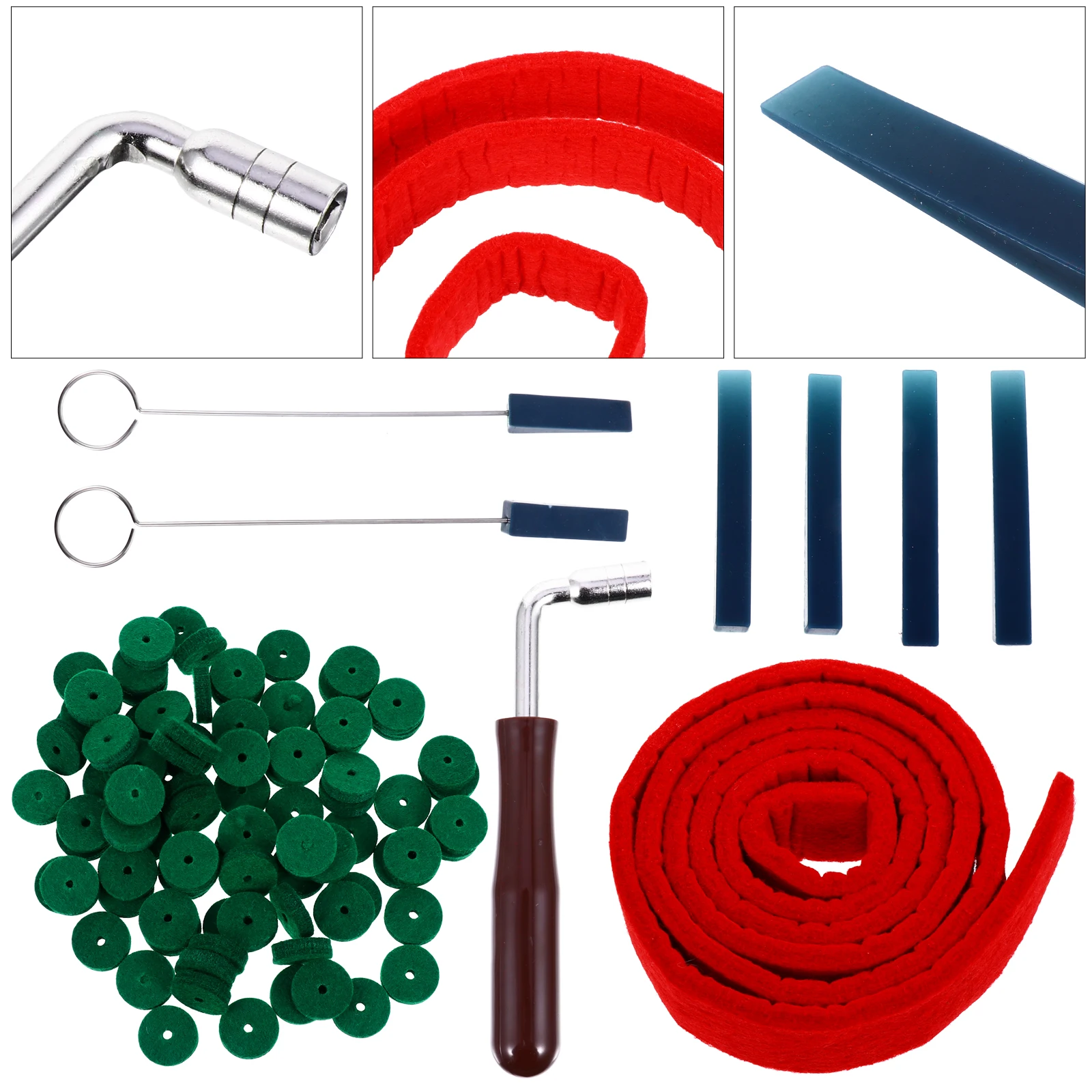 

Piano Tuning Kit L Shaped Wrench Rubber Mutes Triangular Felt Temperament Strip Washers Piano Accessories Keyboard Instrument