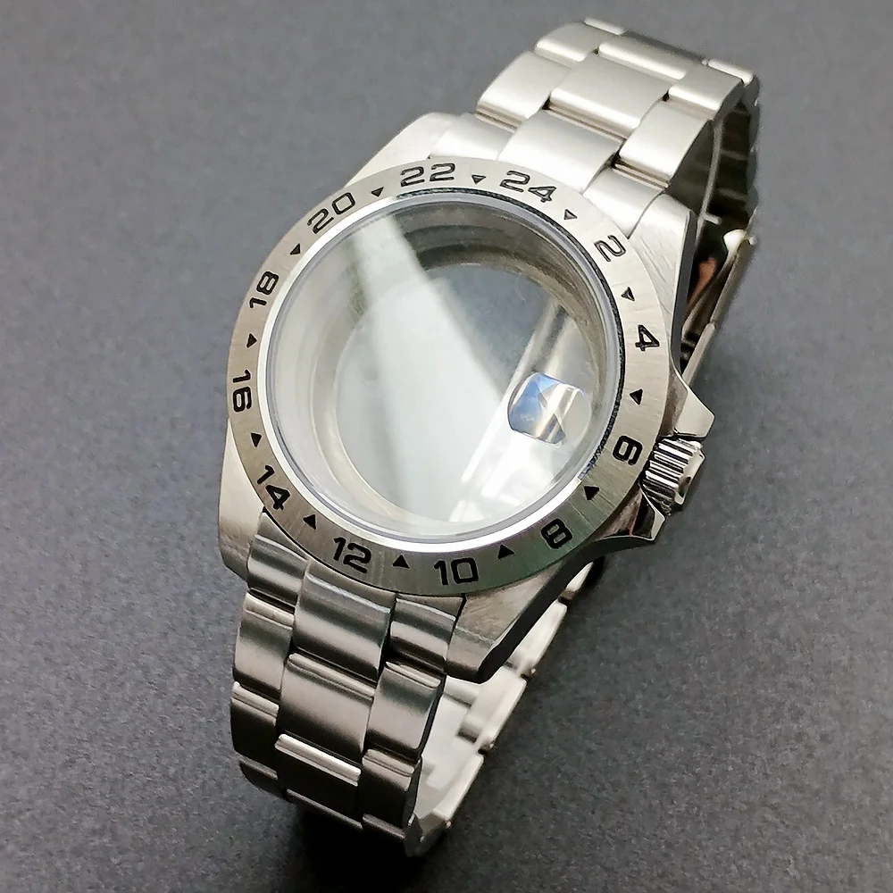 

Silver 39.5mm watch men's silver FIT NH34 NH35 movement case sapphire glass case 28.5 dial 20mm strap