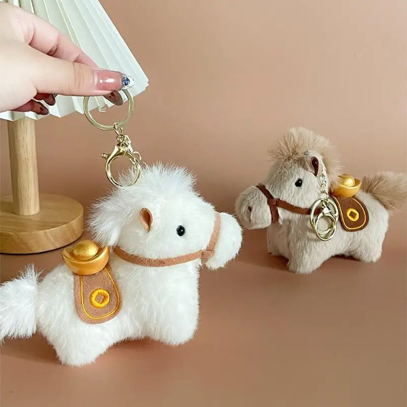 Lindo llavero de peluche de dibujos animados Yuanbao Pony colgante Kawaii caballo año llavero exquisita mochila decoración accesorios regalos