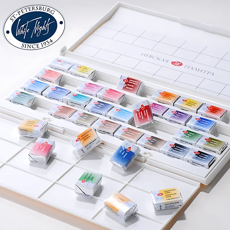 Russian White Night Solid Watercolor Paint Artist 12/24/36 Color Watercolor Paint Teacher Art Student Watercolor Set Plastic Box