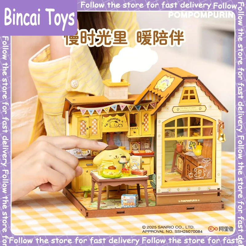 

Миниатюрный домик Sanrio Pompompurin, строительные блоки ручной работы, 3D-модель для сборки, подарок для любителей аниме