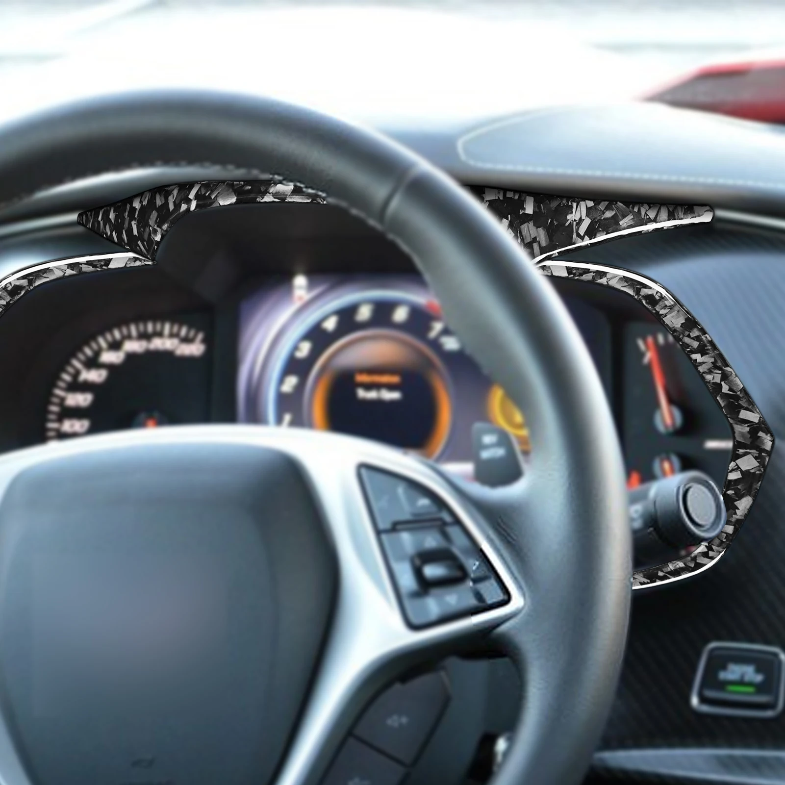 For Chevrolet Corvette C7 Z06 2014-2019 Forged Carbon Fiber Instrument Speedometer Frame Panel Cover Car Accessories Sticker