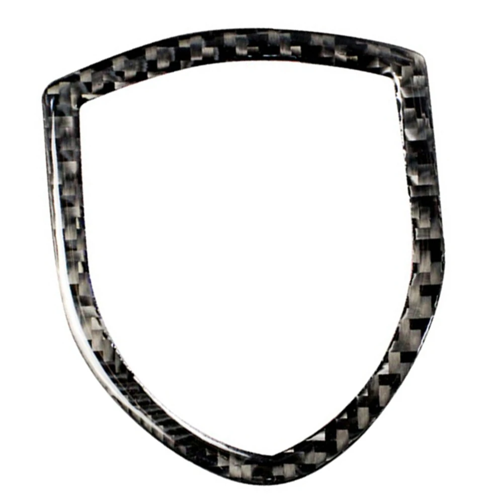 A65P-Car Exterior Front Logo Emblem Trim Cover Frame Black Carbon Fiber Fit For - Cayenne Macan 2014-2019