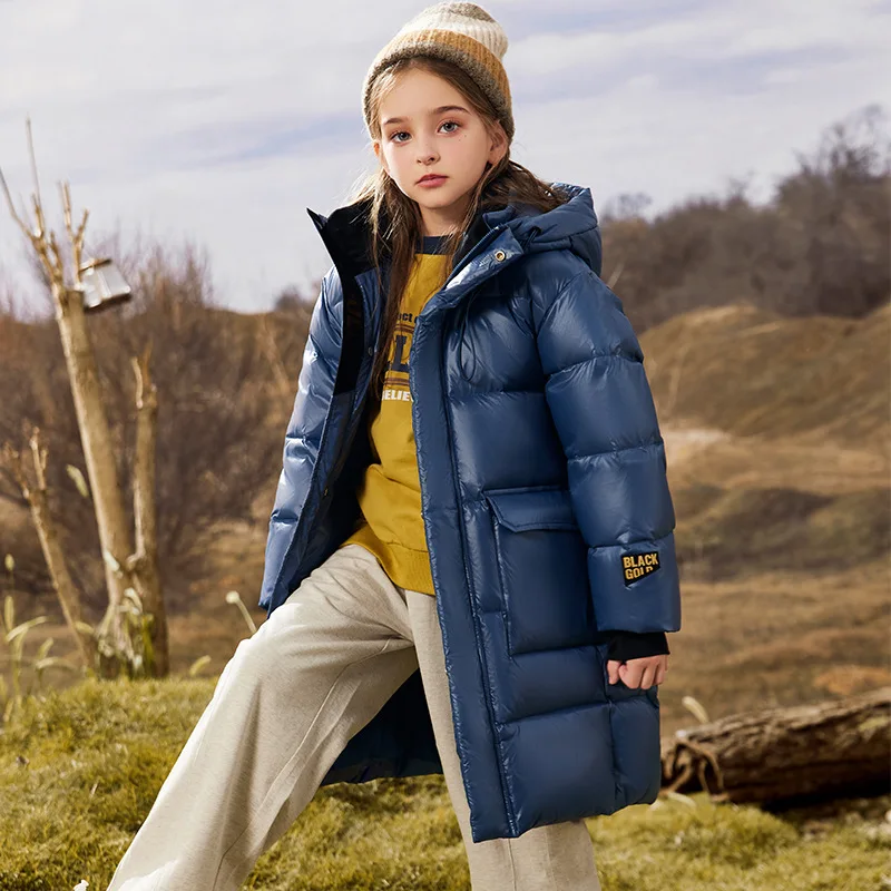 OLEKID 2024 Winter Children Down Jacket For Girl Thick Warm Waterproof Long Teenage Girl Outwear Coat 5-16 Years Kids Parka