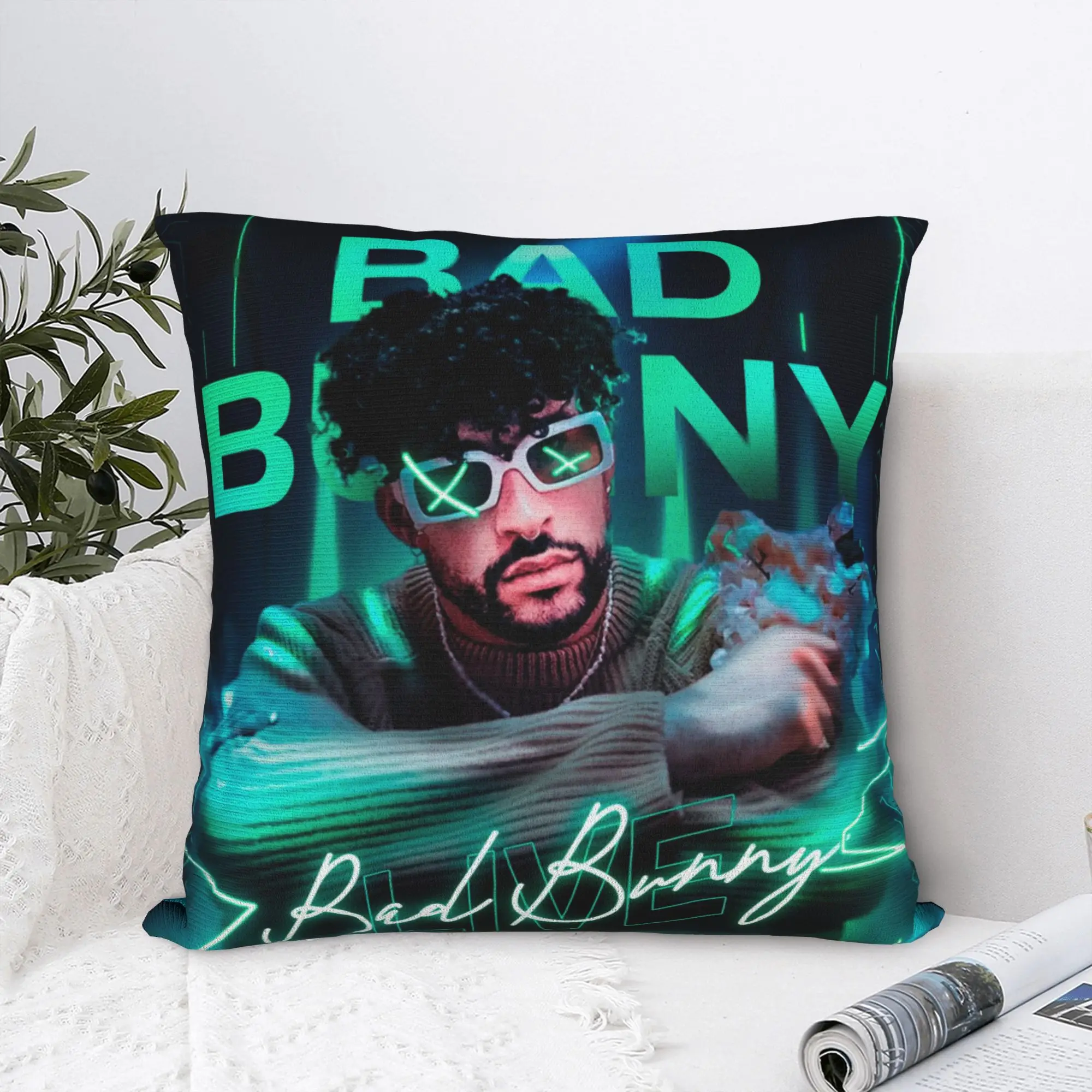 Bad Album Graphic Square Pillow Cases Bunny Cushion Covers Novelty Polyester Decorative Pillowcase for Home 18