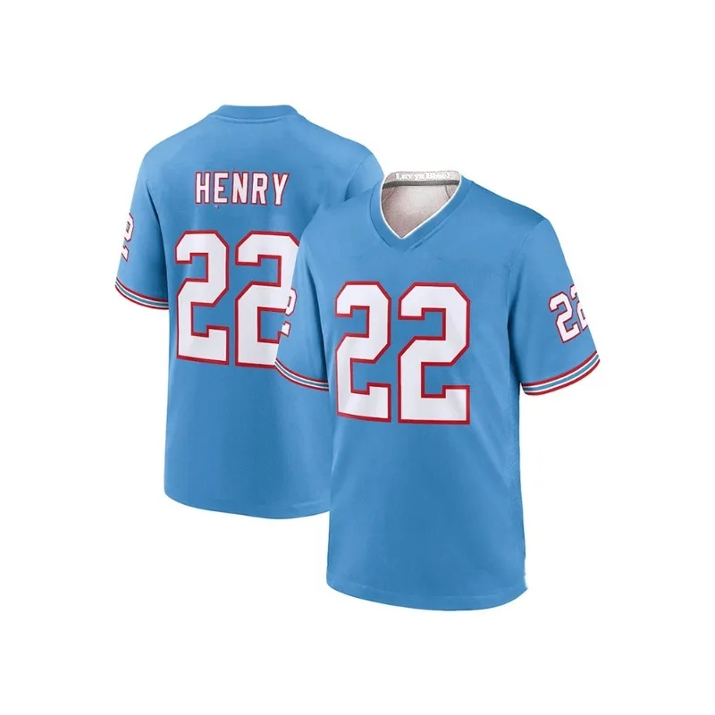 Derrick Henry Tennessee Titans Game Jersey Rugby Tshirt V-neck Sport Tshirt Quick Drying Top Number 22 Jersey Tee Adult/Kids