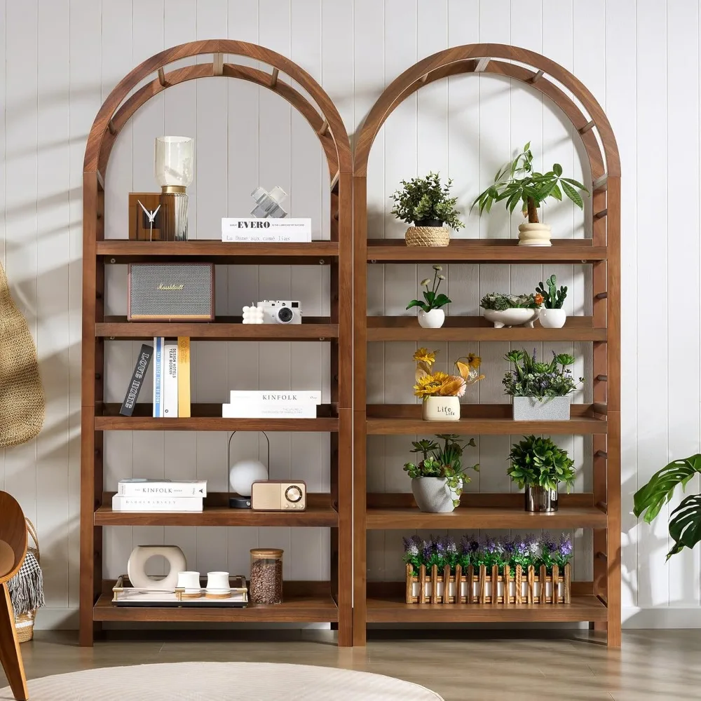 ชั้นวางหนังสือโค้งร่วมสมัย 5 ชั้นสำหรับจัดเก็บและจัดแสดงในโฮมออฟฟิศ