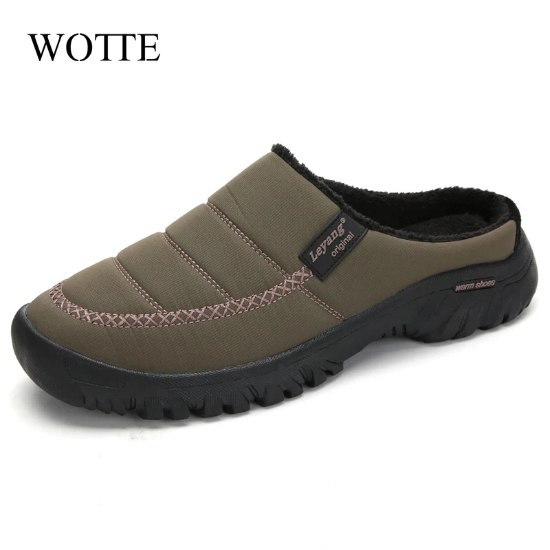 Winter Plüsch Männer Hausschuhe große Größe 46 47 Indoor Herren Panto letten Schuhe Unisex Schlafzimmer Rutschen wasserdichte männliche Hausschuhe