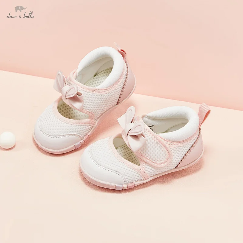 Dave Bella Sweet Baby Girl Lente Prinses Schoenen met Strik Antislip Zachte Zool Roze Peuter Sneakers Schoenen DB 1250872