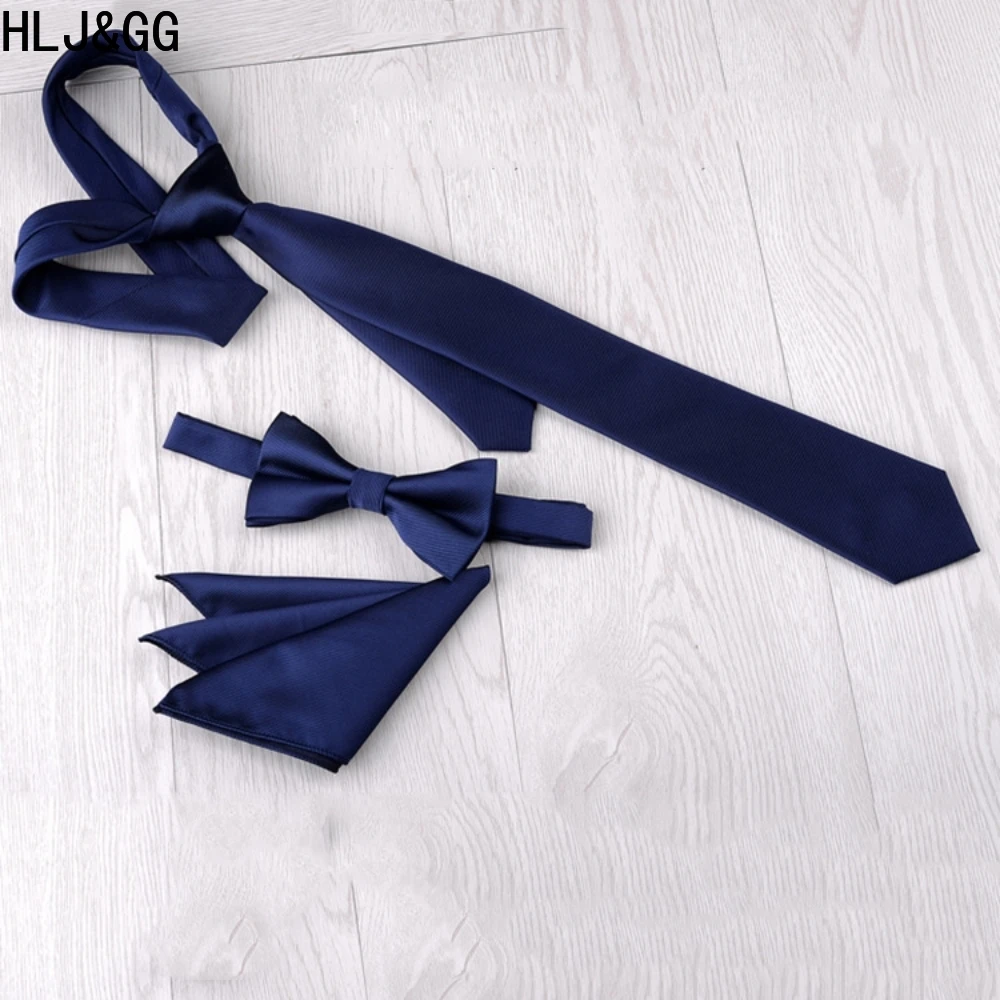 

HLJ&GG High Quality Man's 6CM Solid Color Ties 3 Pieces Set Man Bridegroom Wedding Party Formal Dress Bowties 3pcs Suits 2023 Ne