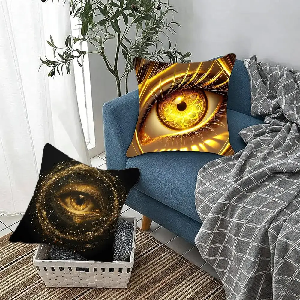 Surreal Tvshow B-Brass Eye Golden eyes Cushion Cover Fluffy velvet Nordic style plush Living room sofa decorative