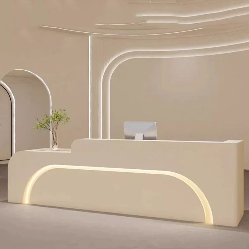 White Modern Reception Counter Beauty Salon Stylish Contracted Reception Counter New Recepcion Salon De Belleza Office Furniture