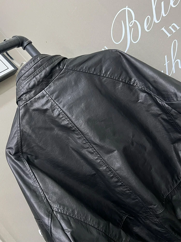 جديد أزياء السيدات حقيقية حقيقية جلد البقر سترة المرأة الجلد الحقيقي منفذها معطف جلد القماش أبلى