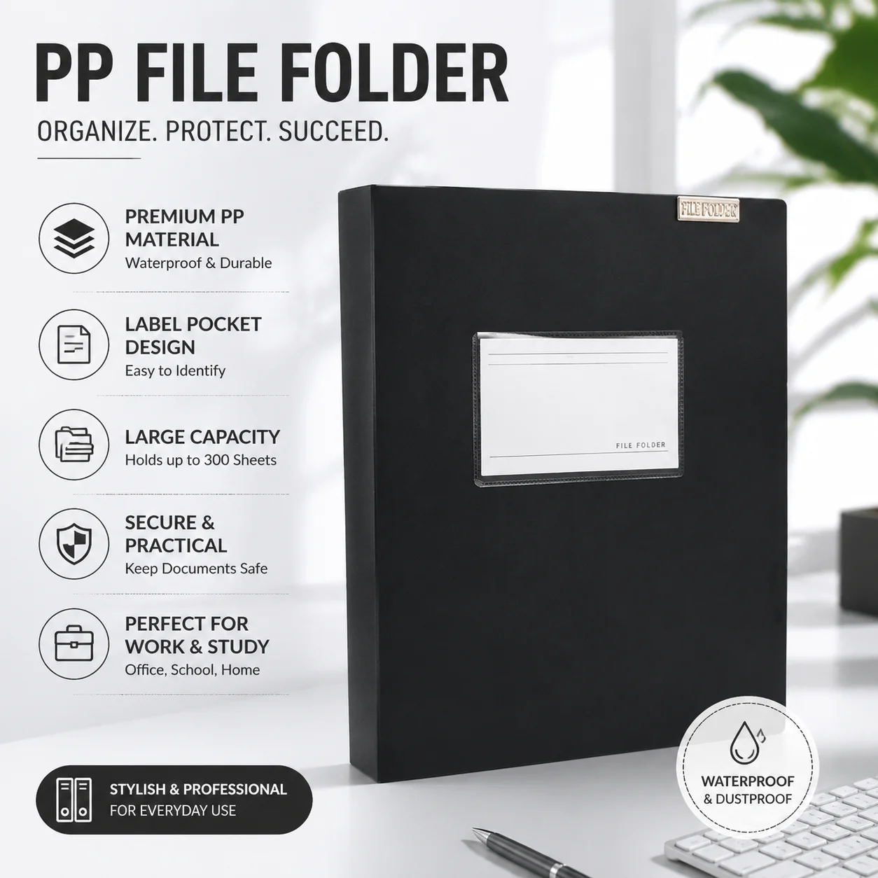 Minimalist Foldable PP File Classification Box for A4 Letter Size - Thickened Storage Box for Personnel And Financial Documents