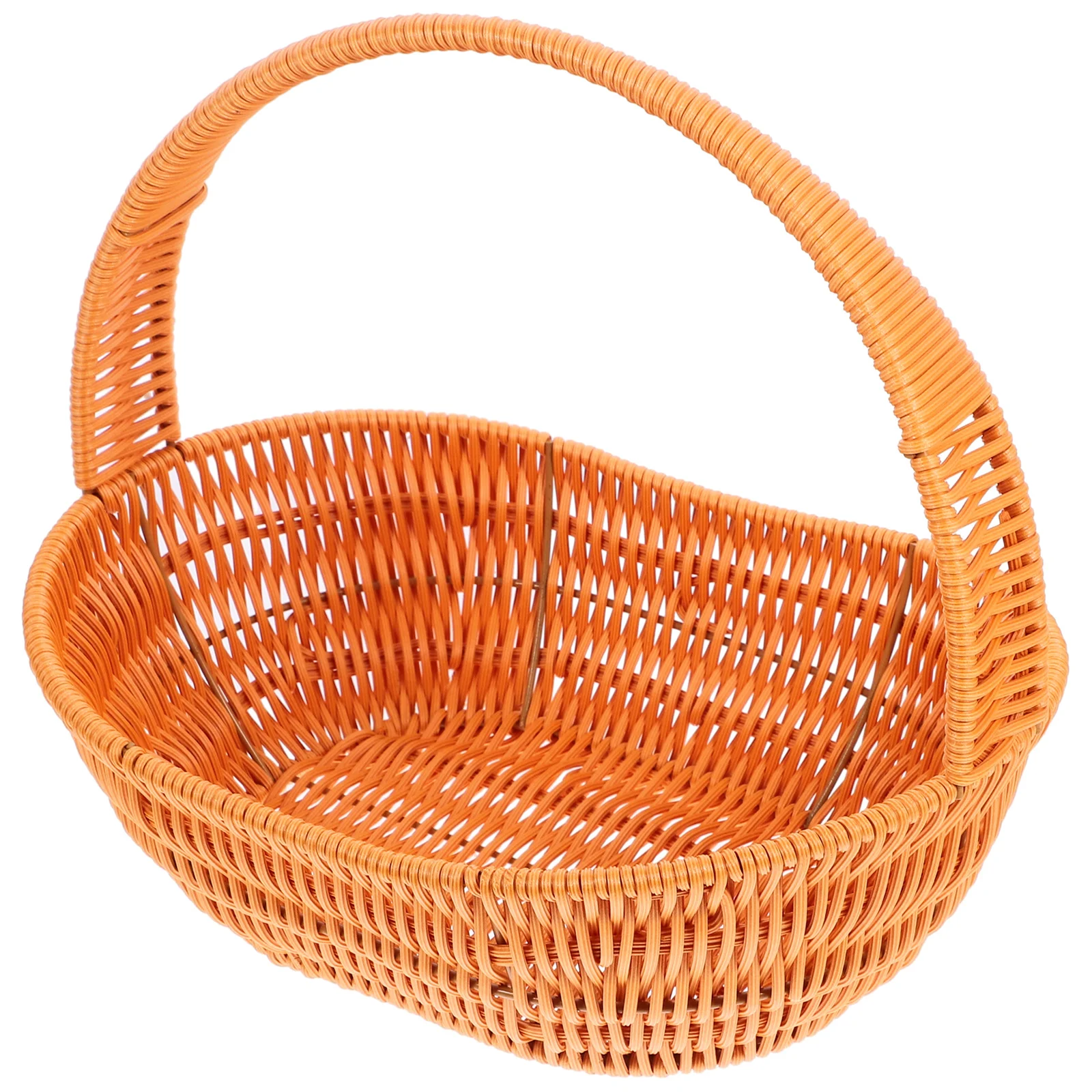 

Imitation Rattan Woven Basket Boat Shape Handheld Large Capacity Multipurpose Storage for Fruit Vegetable Picnic