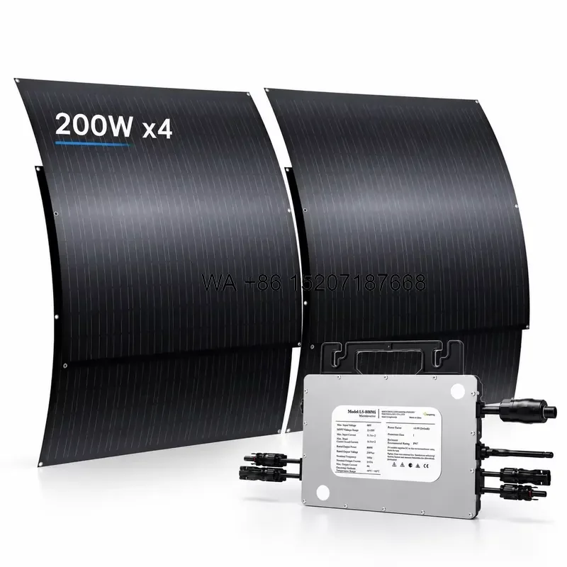 Wmwmnu Plug and Play 800W Solar Kit with Flexible Solar Panels Micro Inverter for Balcony Home Energy Saving System