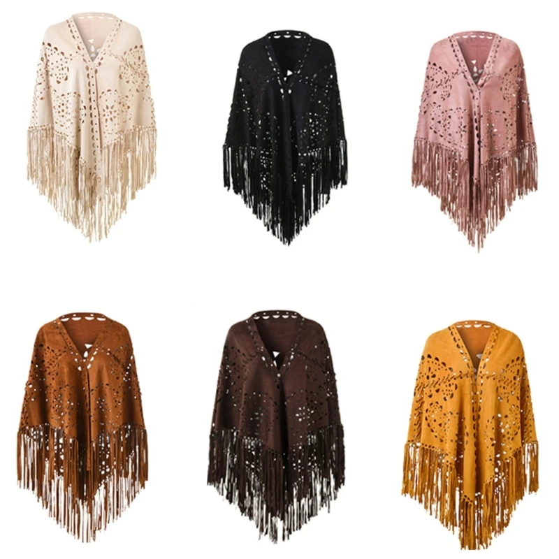 

Tasseled Shawl Poncho Wrap for Women Oversized Winter Sweater Decoration