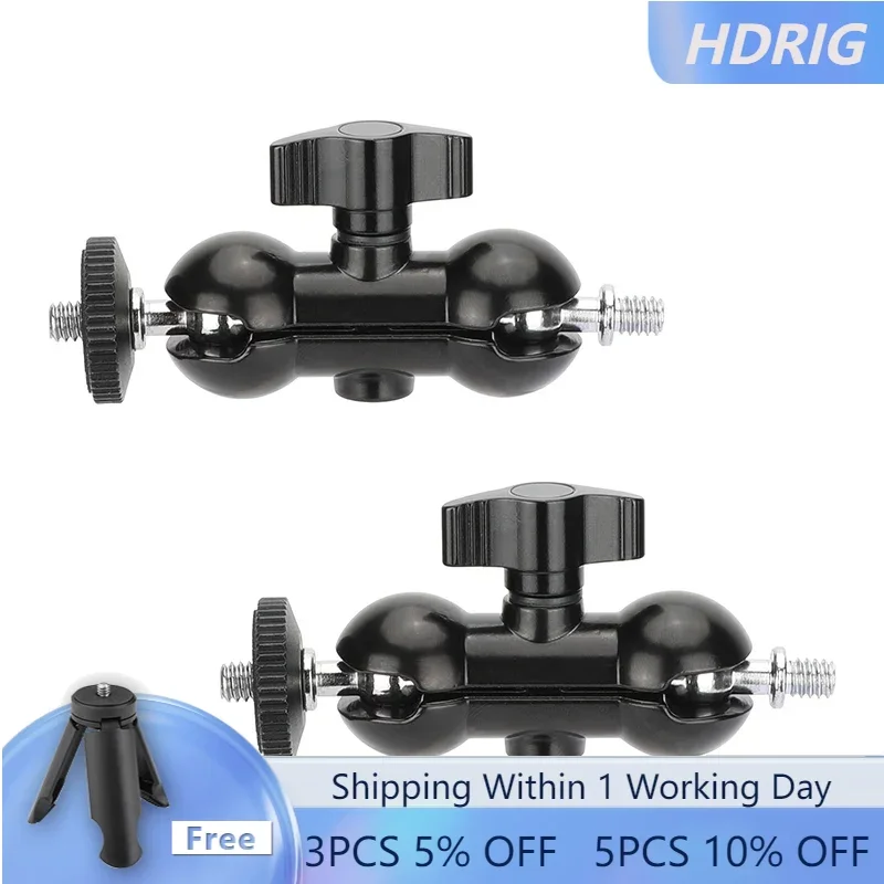 

HDRIG Mini Ball Head With 1/4 Stud Double Ball Joint Head Extension Arm Magic Camera Arm For Dslr Minotor Light Accessories