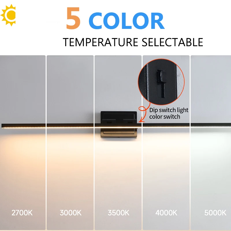 Bathroom Vanity Light LED Modern Dimmable 5CCT Bathroom Light Fixture 180° Rotatable for Over Mirror Bar Bathroom Restroom Decor