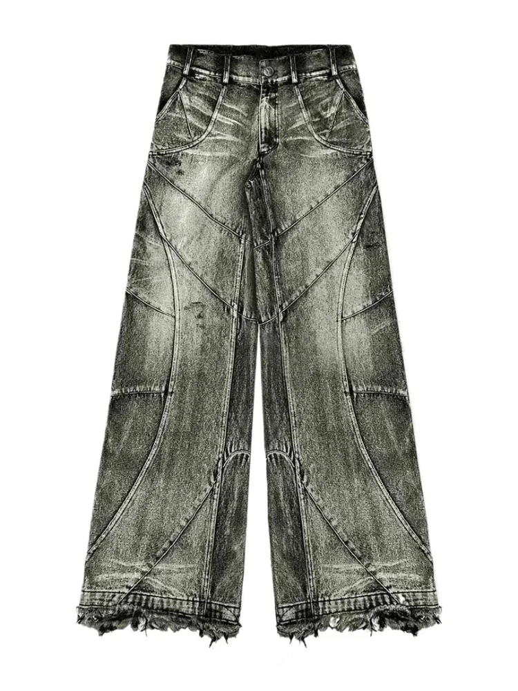 

HOUZHOU Y2k Streetwear Punk Hip Hop Jeans Women Grunge Baggy Ripped Denim Trousers Gothic Vintage Distressed Wide Leg Jeans Goth