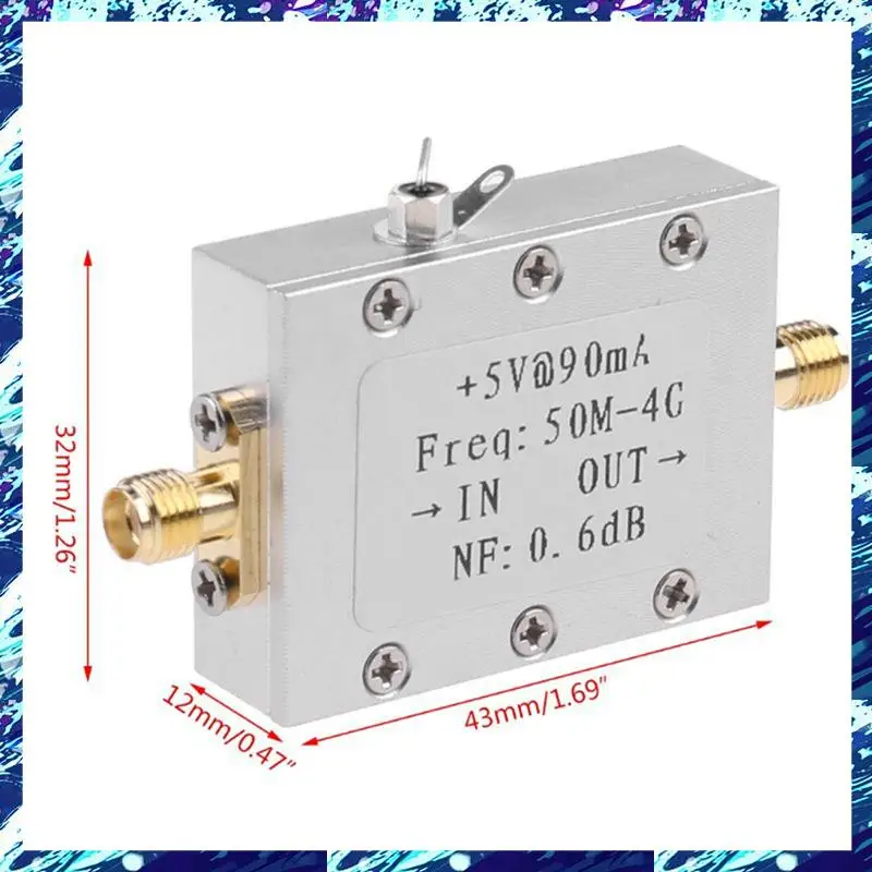 RF Amplifier Module Metal RF Amplifier Module Ham Radio Board LNA 50M-4Ghz NF=0.6DB