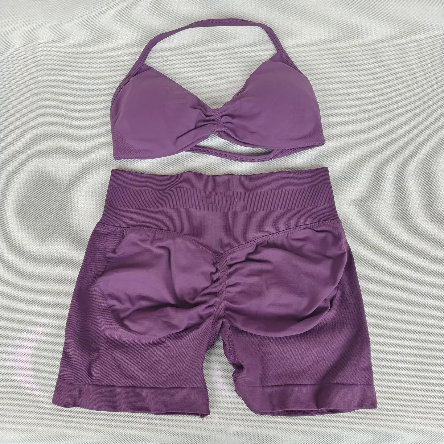 

2-Piece Yoga Set, Gym Set, Women's Seamless Lace Up Yoga Bra, Exercise Tight Shorts, Sports Set, Fitness Clothes, Sports Equipme