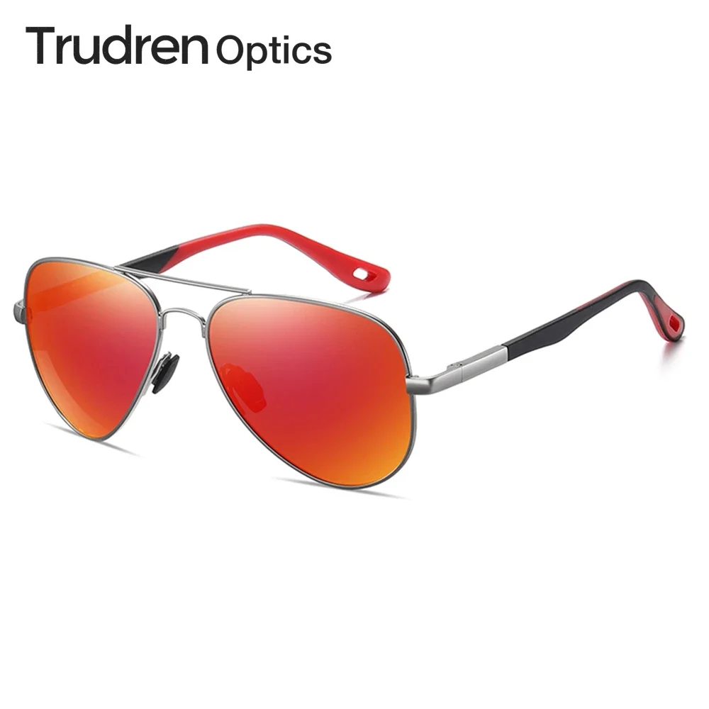 Trudren Flat Top Aviation Sunglass Wholesale Mens Driving Polarized Glasses with Spring Hinges Metal Frame Pilot Sunglasses 1419