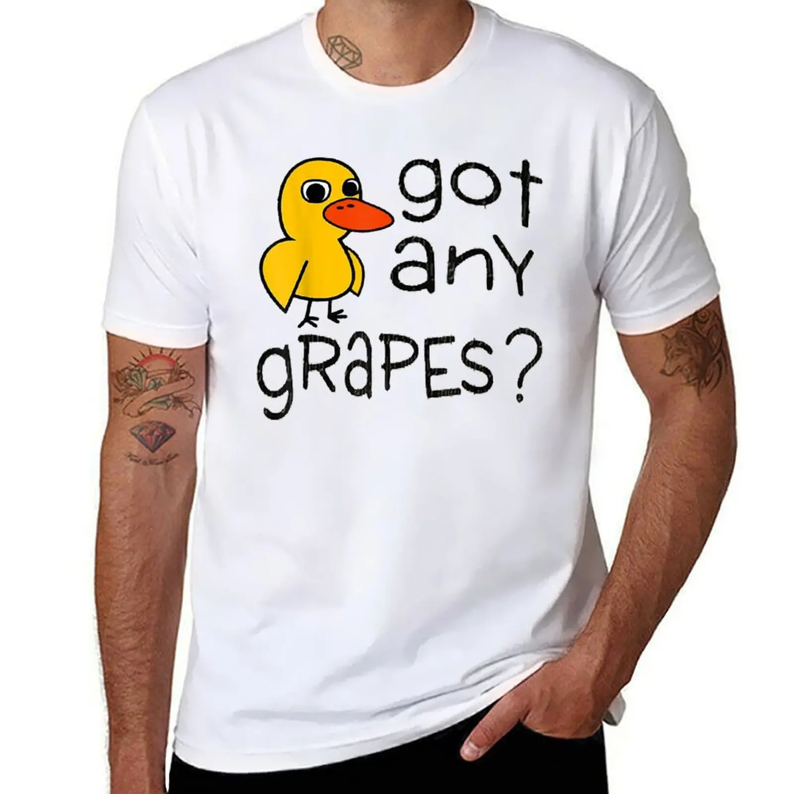 Футболка Got Any Grapes The Duckong, футболки для мужчин, хлопковая забавная хлопковая футболка, 100% футболки для мужчин, белая футболка